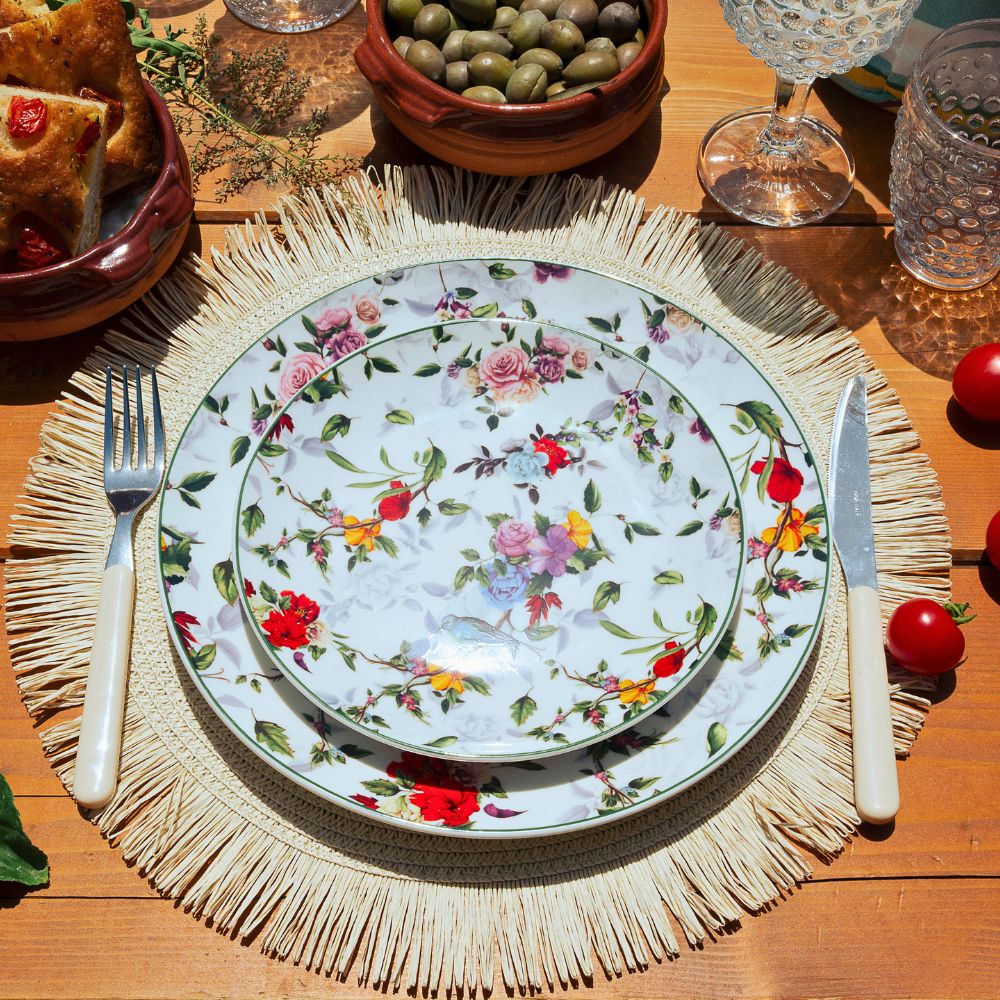 LEHAHA Set Da Tavola 12 Pezzi In Melamina – Rosso E Nero – Piatti E Ciotole Infrangibili, Leggeri E Lavabili In Lavastoviglie – Ideale Per Interni Ed Esterni