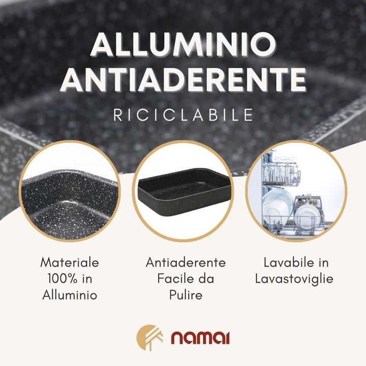 Teglia Forno Rettangolare Lasagnera Antiaderente 3 caratteristiche