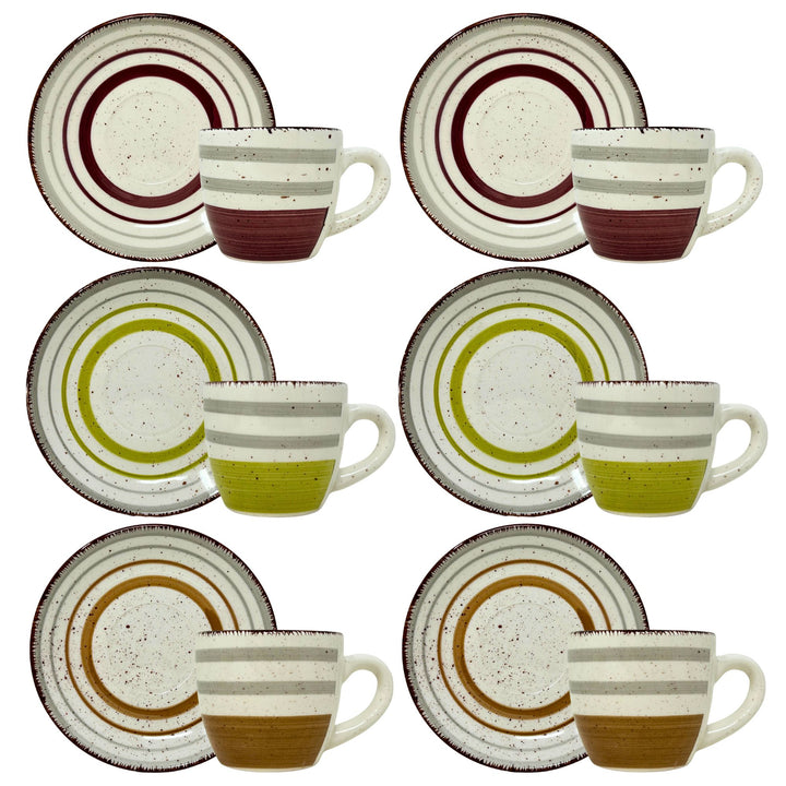 Set 6 Tazzine da Caffè in Porcellana con Piattino - Mirra | Design Elegante e Colorato