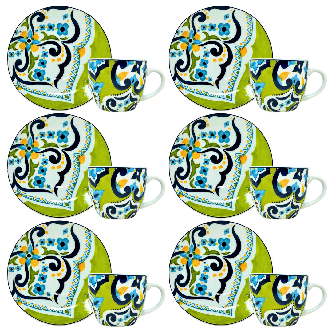 Set 6 Tazzine Caffè con Piattino - Mangostano | Design Vivace e Colorato