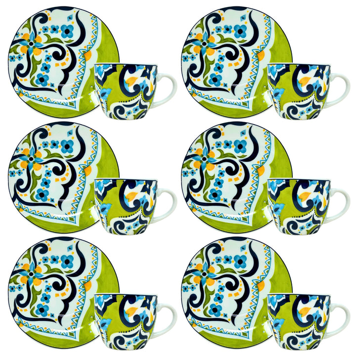 Set 6 Tazzine Caffè con Piattino - Mangostano | Design Vivace e Colorato