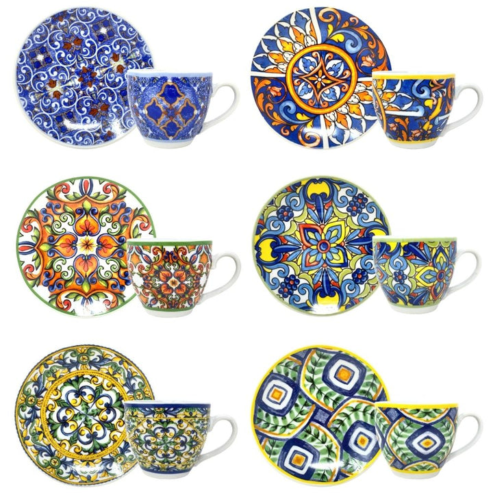 Set 6 Tazzine Caffe Particolari con Piattini piattini ben visibili da sopra