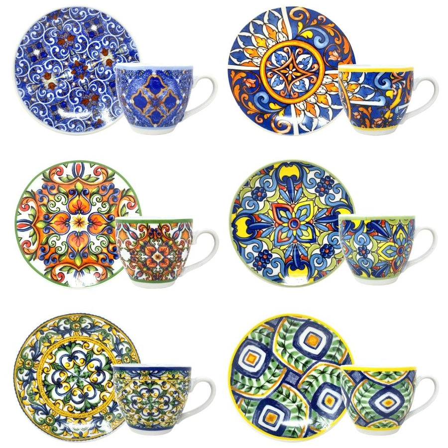 Set 6 Tazzine Caffe Particolari con Piattini piattini ben visibili da sopra