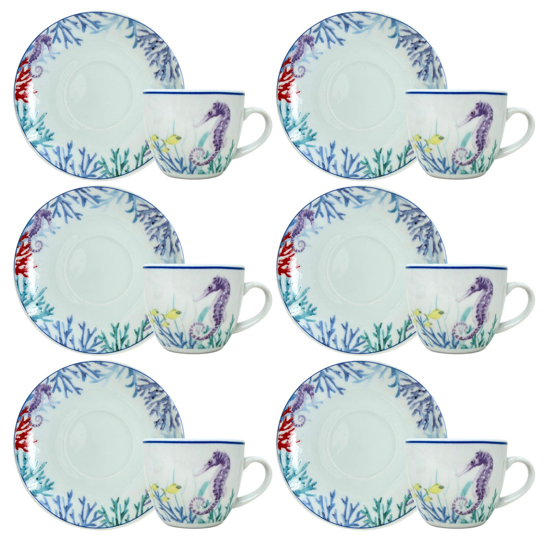 Set 6 Tazzine Caffè con Piattino - Murena | Eleganza in Porcellana