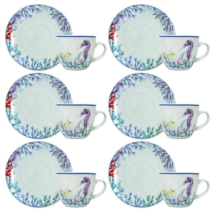 Set 6 Tazzine Caffè con Piattino - Murena | Eleganza in Porcellana