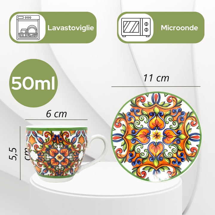 Tazzine caffè 50ml dimensioni 6cm x 5.5 cm