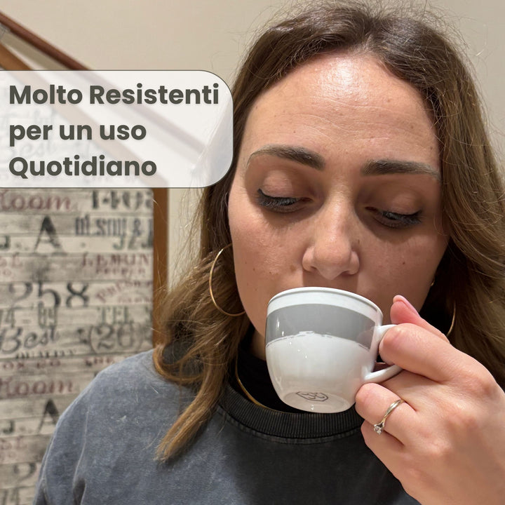 Set 6 Tazzine Caffè con Piattino - Manta | Eleganza in Porcellana