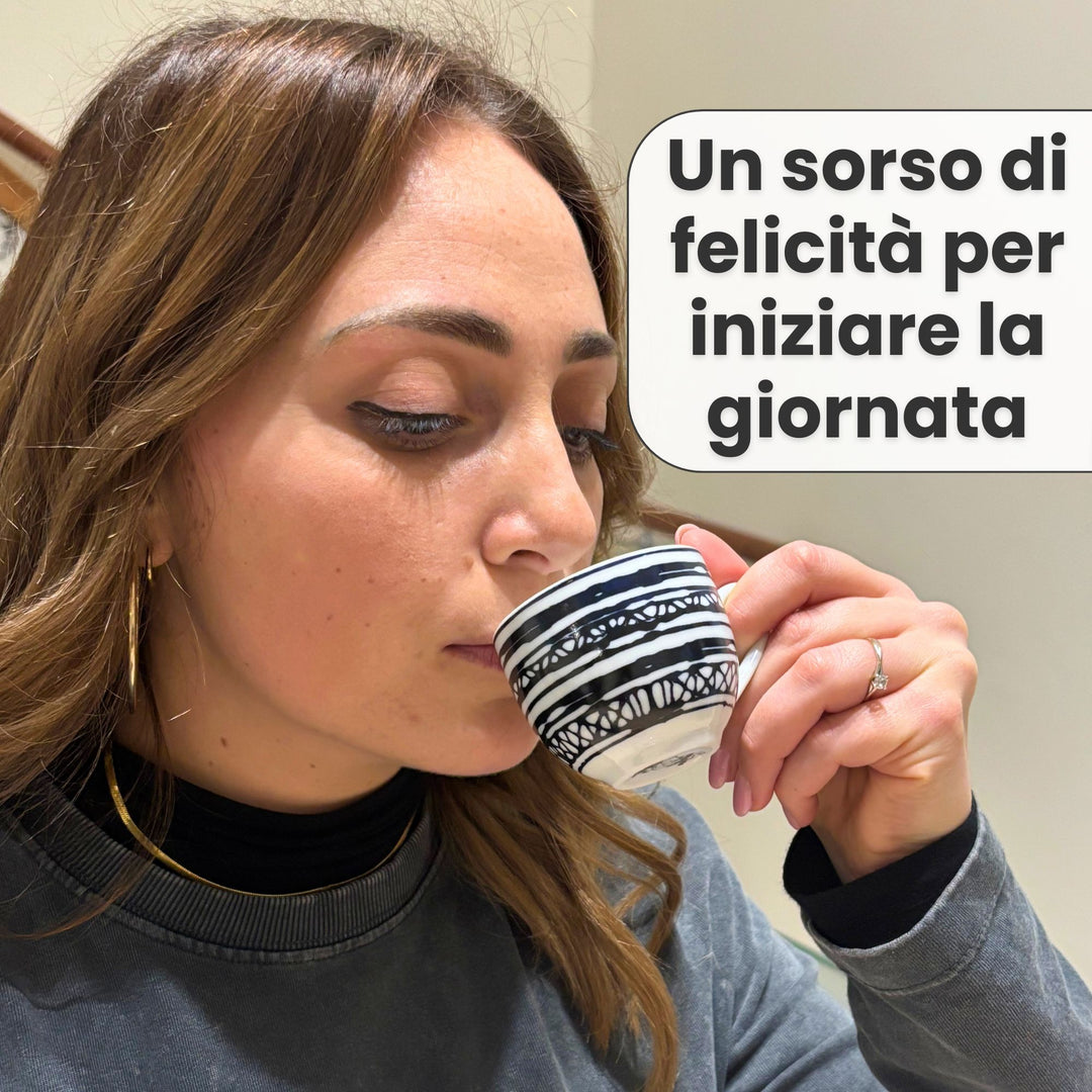 Set 6 Tazzine Caffè con Piattino - Acai | Eleganza in Porcellana