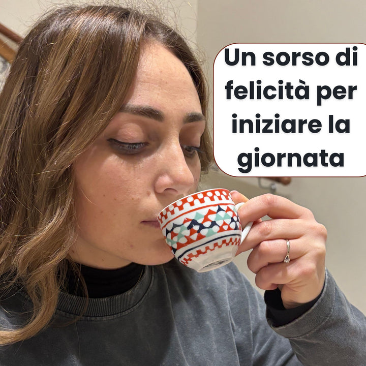 Set 6 Tazzine Caffè con Piattino - Goji | Design Vivace e Colorato