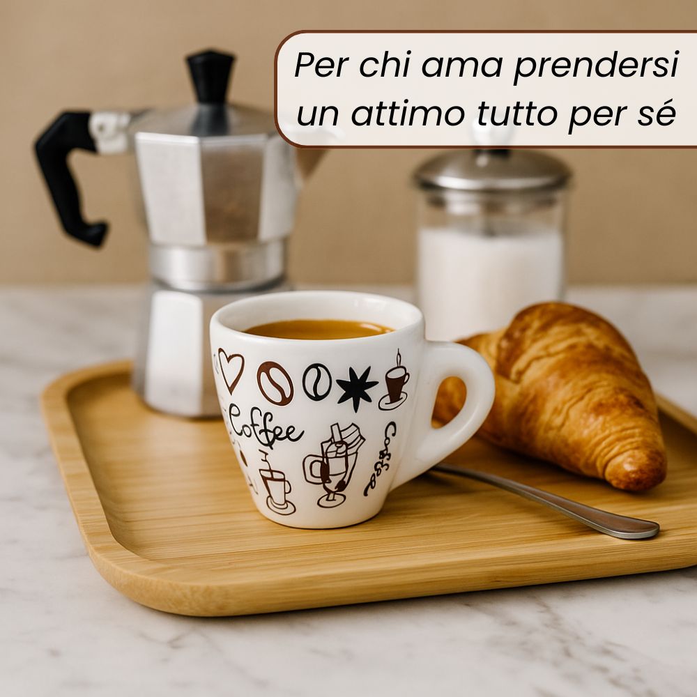 Set 6 Tazzine da Caffè in Porcellana Decorata - 60 ML | Gusto e Stile in Ogni Sorso