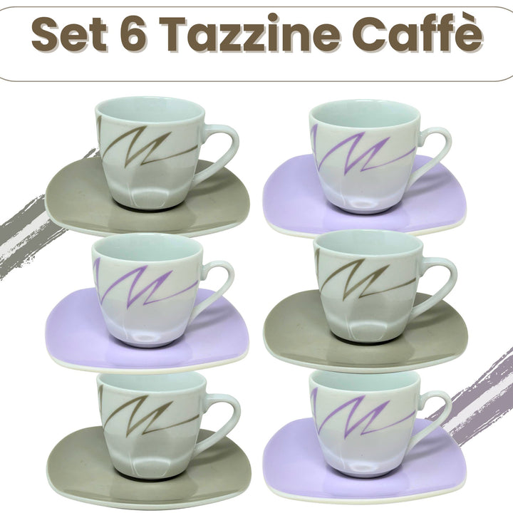 Set 6 Tazzine Caffè con Piattino - Tahin | Eleganza in Porcellana