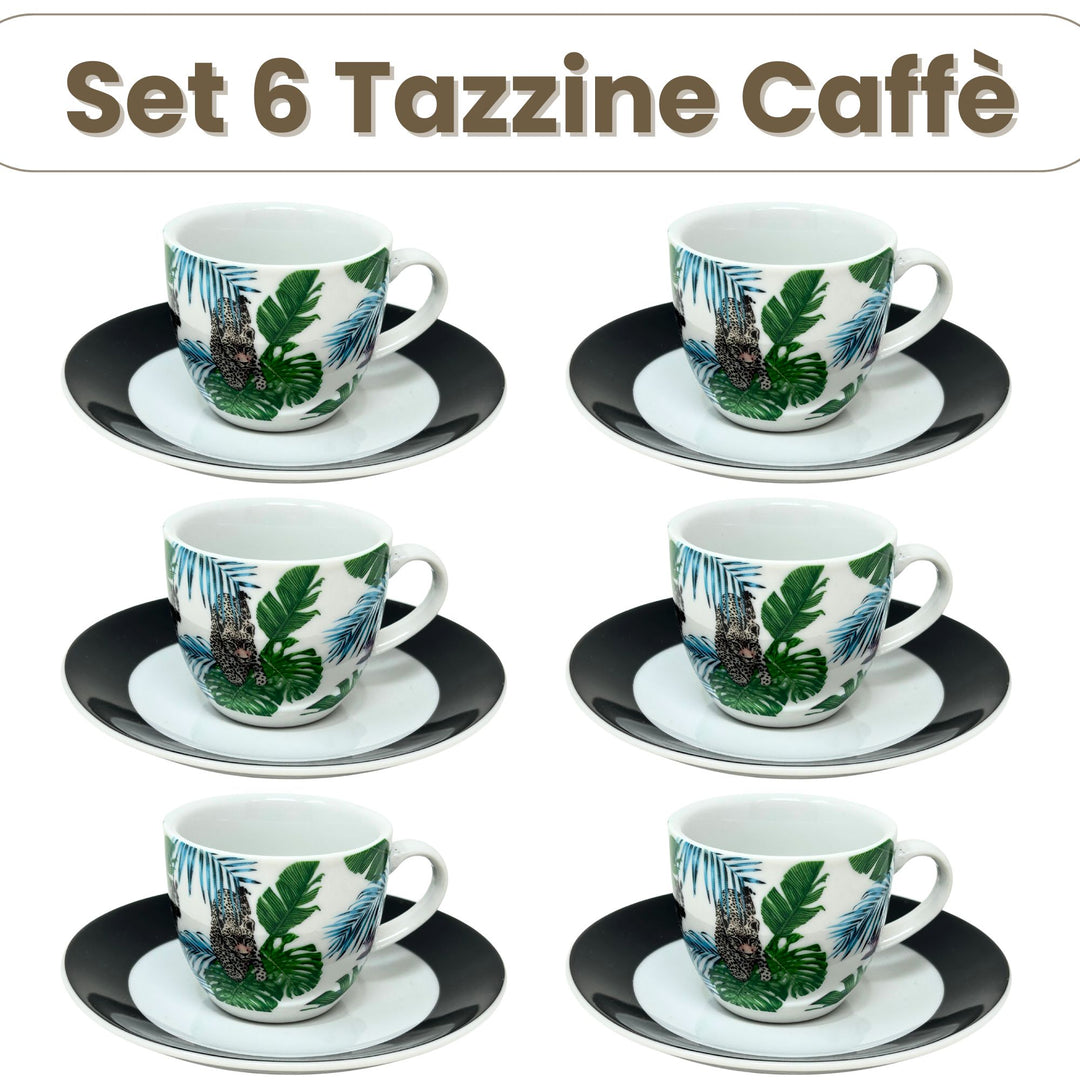 Set 6 Tazzine Caffè con Piattino - Cardamomo | Design Raffinato e Colorato