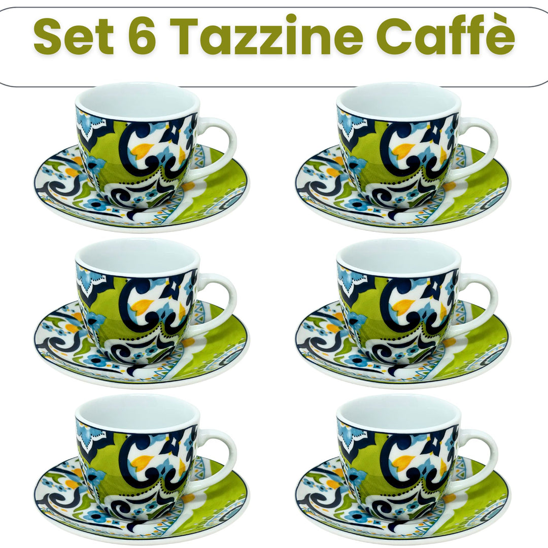 Set 6 Tazzine Caffè con Piattino - Mangostano | Design Vivace e Colorato