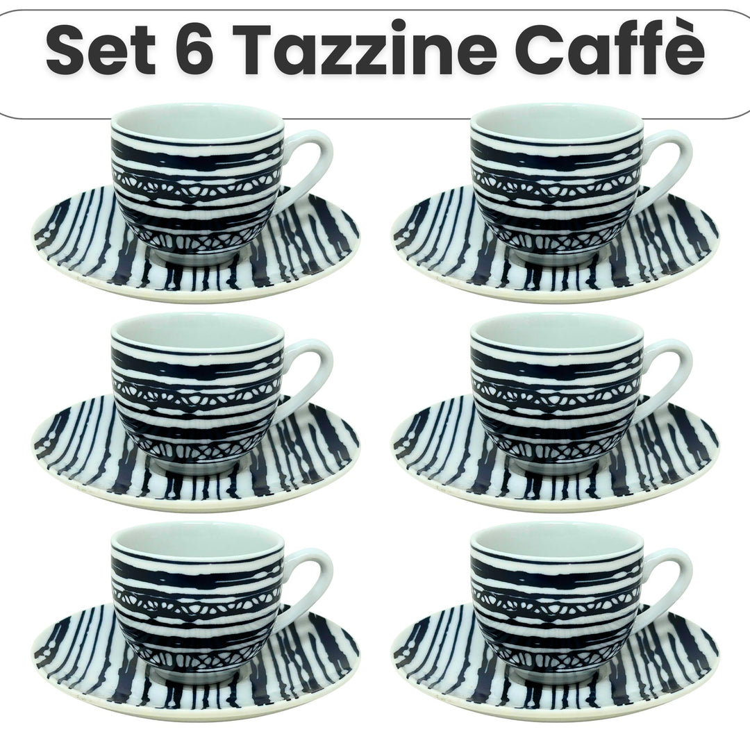 Set 6 Tazzine Caffè con Piattino - Acai | Eleganza in Porcellana