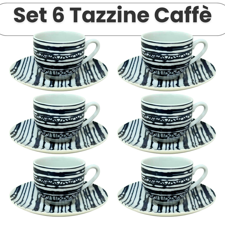 Set 6 Tazzine Caffè con Piattino - Acai | Eleganza in Porcellana