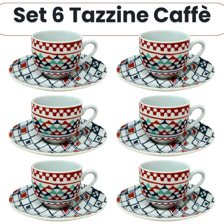 Set 6 Tazzine Caffè con Piattino - Goji | Design Vivace e Colorato