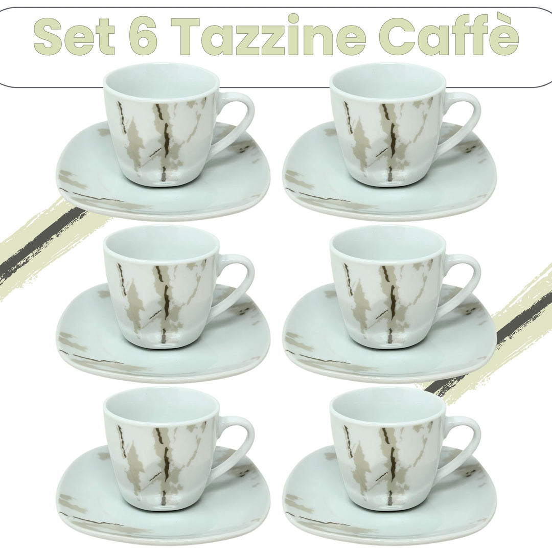 Set 6 Tazzine Caffè con Piattino - Hummus | Eleganza in Porcellana