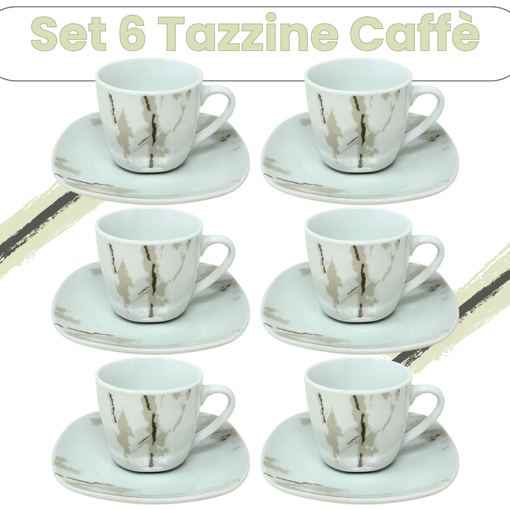 Set 6 Tazzine Caffè con Piattino - Hummus | Eleganza in Porcellana