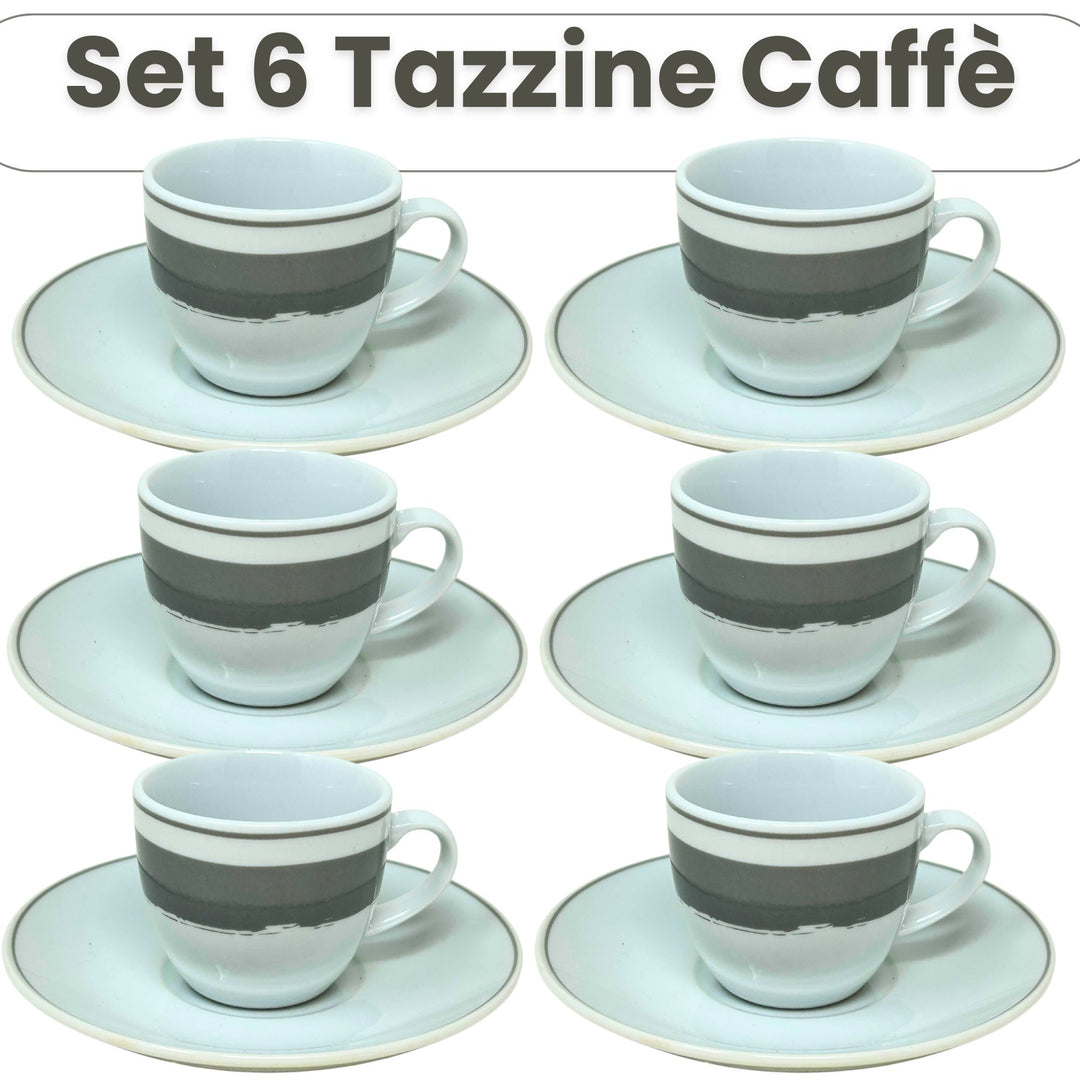 Set 6 Tazzine Caffè con Piattino - Manta | Eleganza in Porcellana