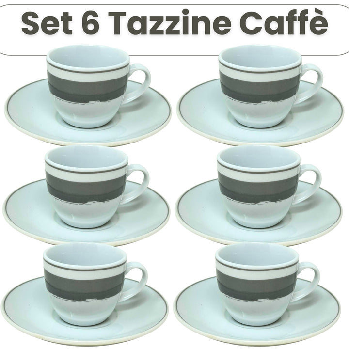 Set 6 Tazzine Caffè con Piattino - Manta | Eleganza in Porcellana