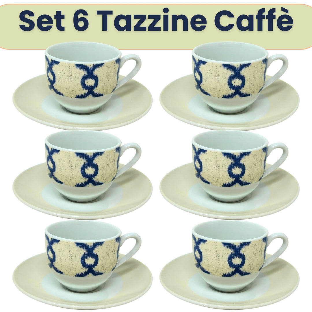 Set 6 Tazzine Caffè con Piattini - Papavero | Porcellana Elegante e Raffinata