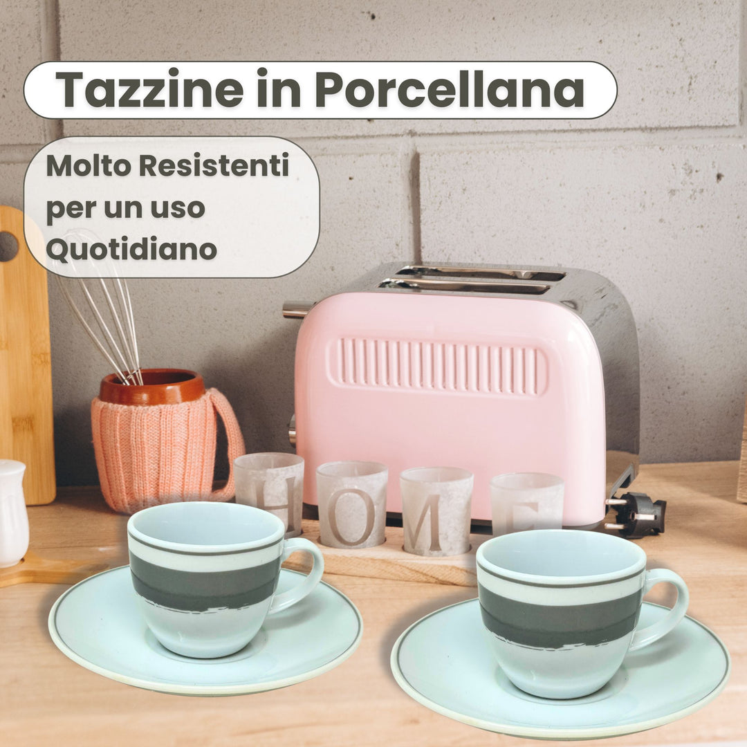 Set 6 Tazzine Caffè con Piattino - Manta | Eleganza in Porcellana
