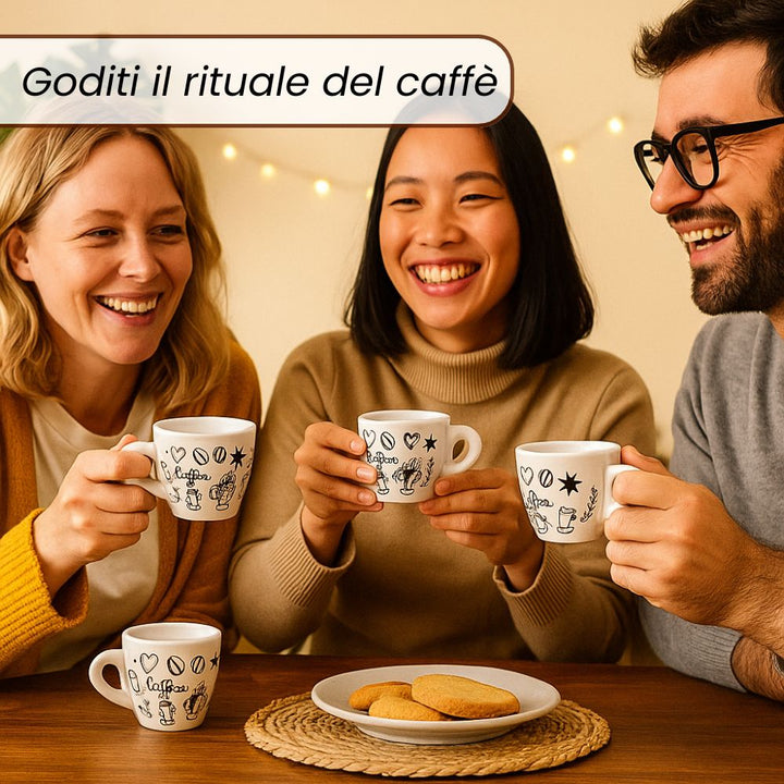Set 6 Tazzine da Caffè in Porcellana Decorata - 60 ML | Gusto e Stile in Ogni Sorso