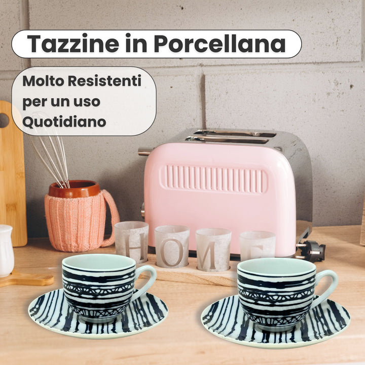Set 6 Tazzine Caffè con Piattino - Acai | Eleganza in Porcellana