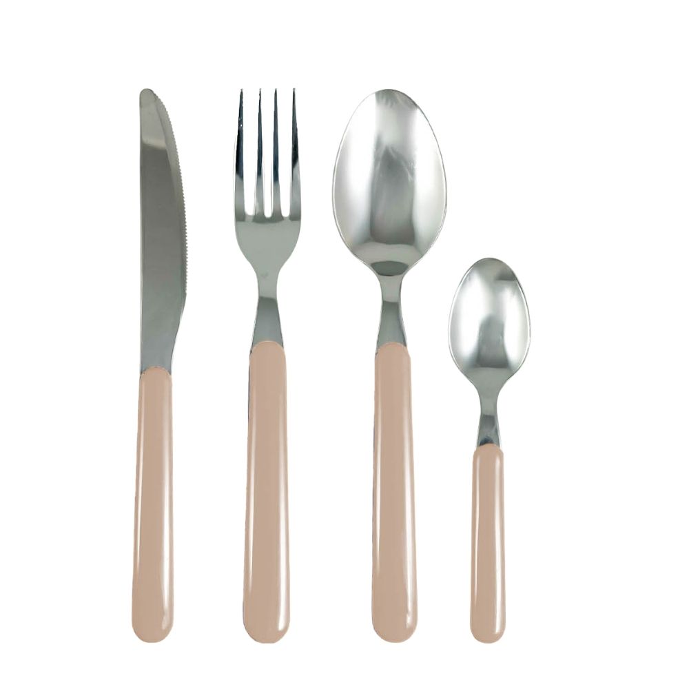 Set 24 Posate con Manico Colorato sabbia