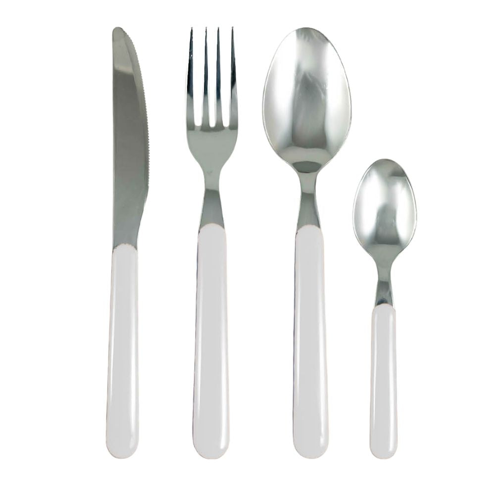 Set 24 Posate con Manico Colorato bianco