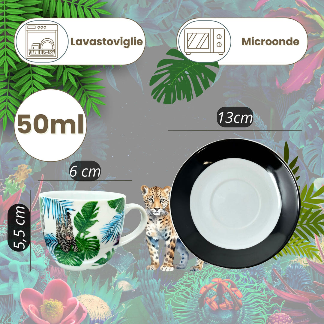 Set 6 Tazzine Caffè con Piattino - Cardamomo | Design Raffinato e Colorato