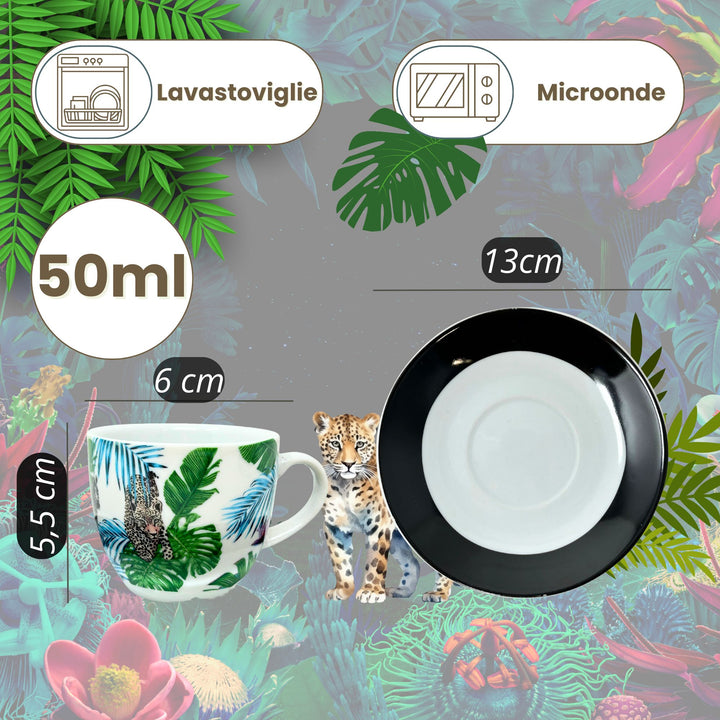 Set 6 Tazzine Caffè con Piattino - Cardamomo | Design Raffinato e Colorato