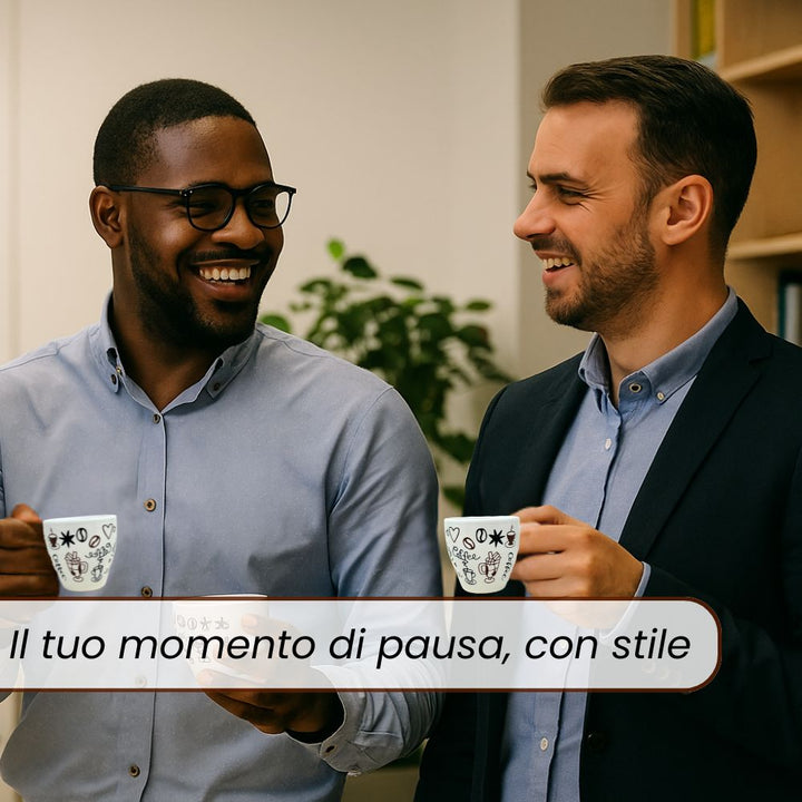 Set 6 Tazzine da Caffè in Porcellana Decorata - 60 ML | Gusto e Stile in Ogni Sorso