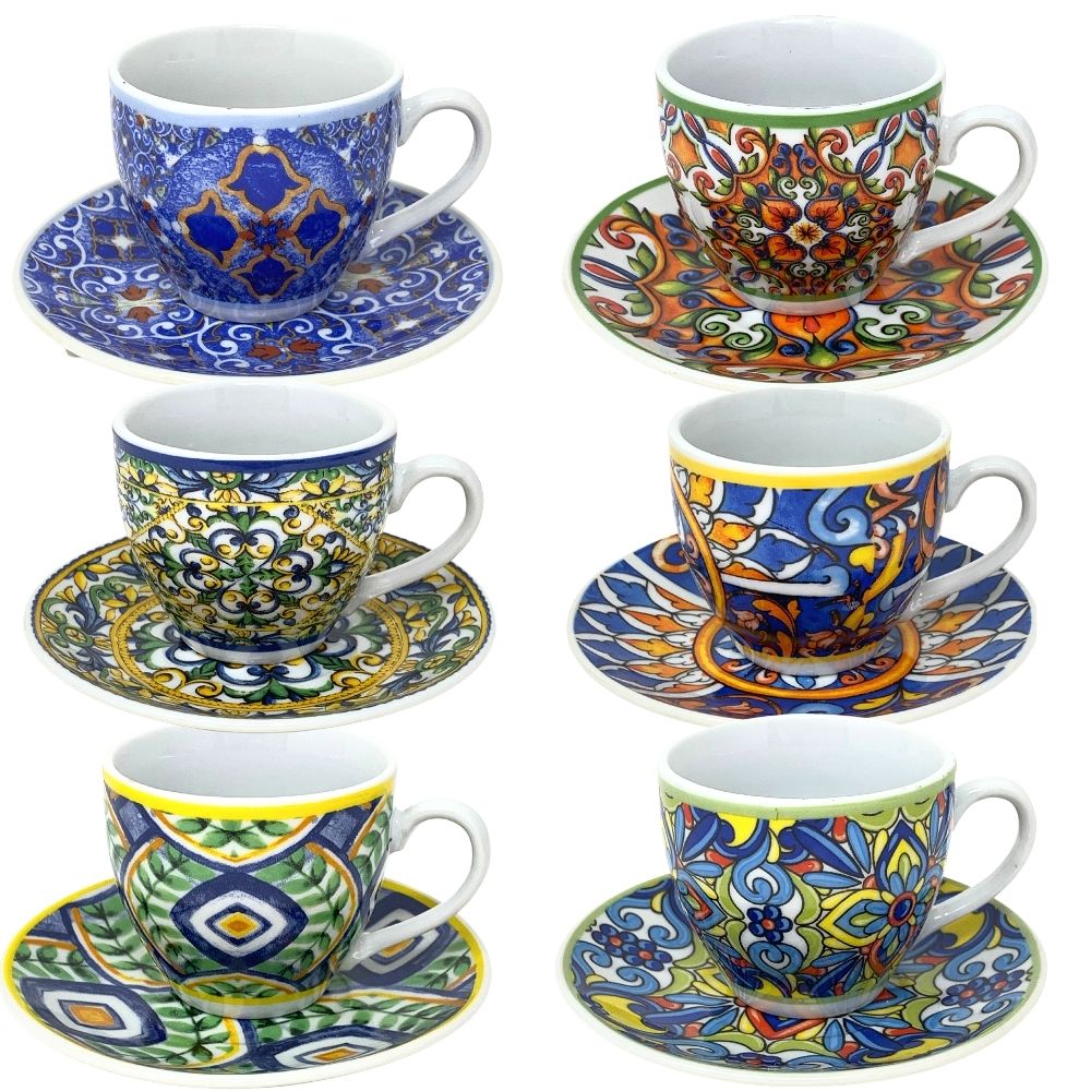 Set 6 Tazzine Caffe Particolari con Piattini
