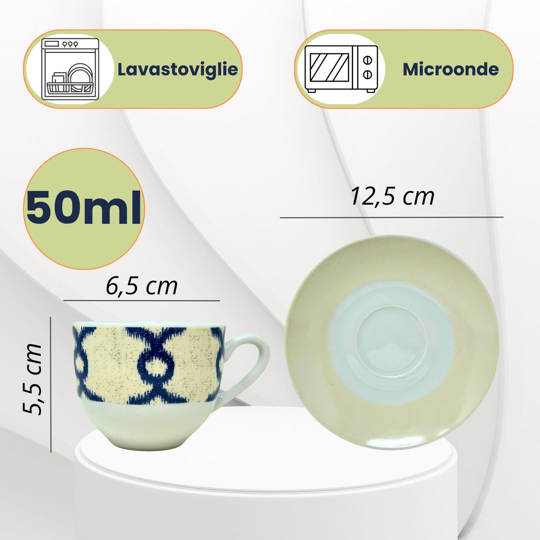 Set 6 Tazzine Caffè con Piattini - Papavero | Porcellana Elegante e Raffinata