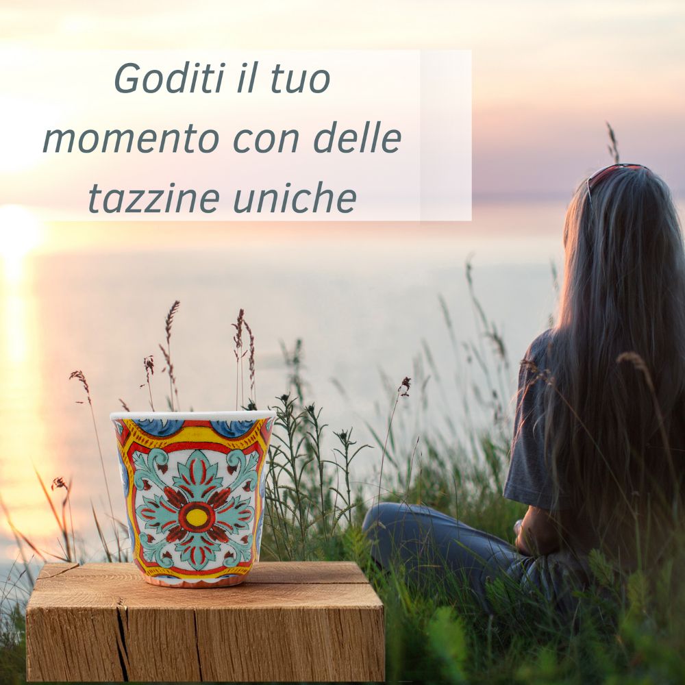 Set 6 tazzine caffè particolari, fantasia stile unico, misura 6cm x 6cm, capienza 60ml