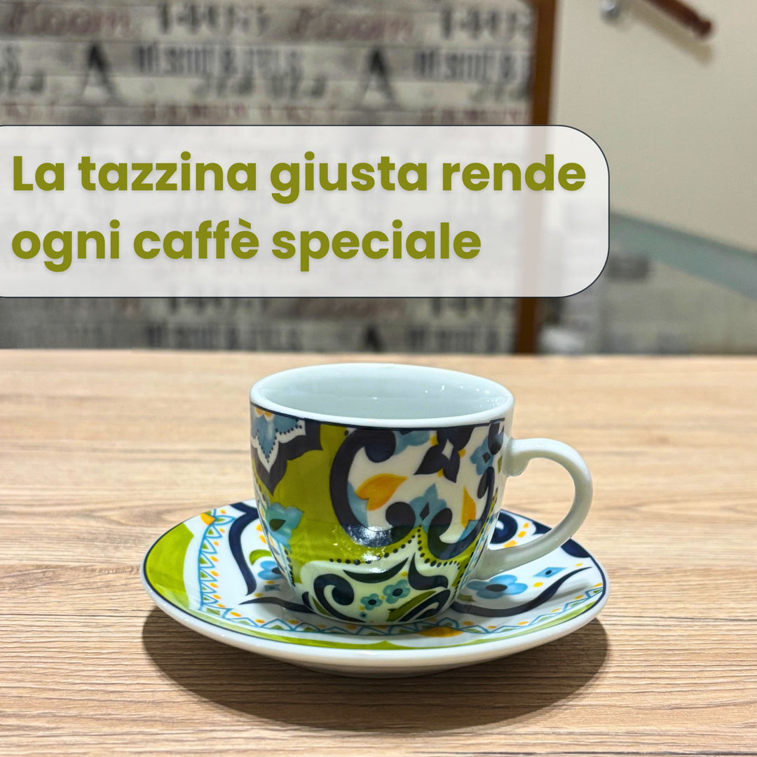 Set 6 Tazzine Caffè con Piattino - Mangostano | Design Vivace e Colorato