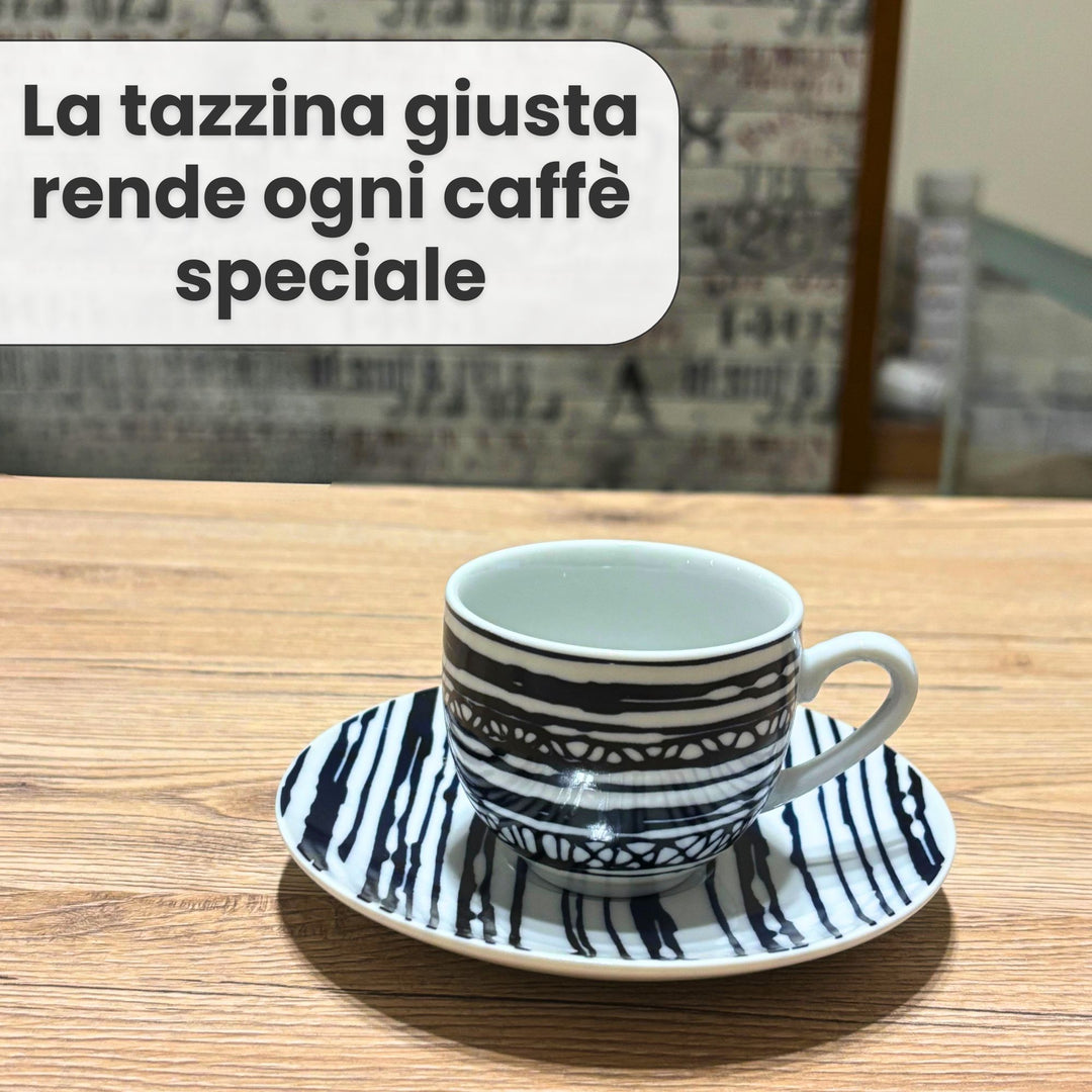 Set 6 Tazzine Caffè con Piattino - Acai | Eleganza in Porcellana