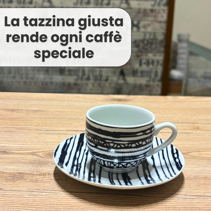 Set 6 Tazzine Caffè con Piattino - Acai | Eleganza in Porcellana
