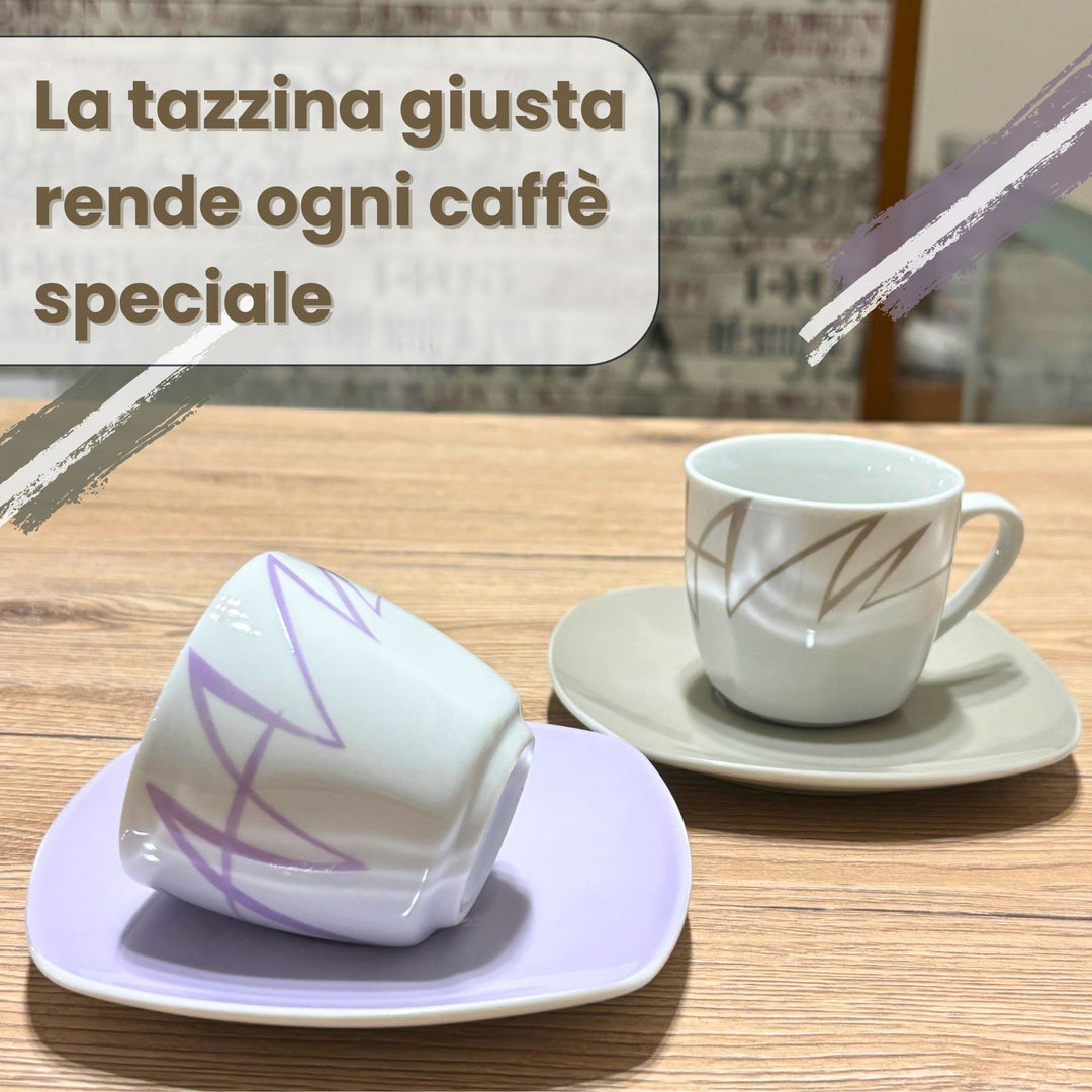 Set 6 Tazzine Caffè con Piattino - Tahin | Eleganza in Porcellana