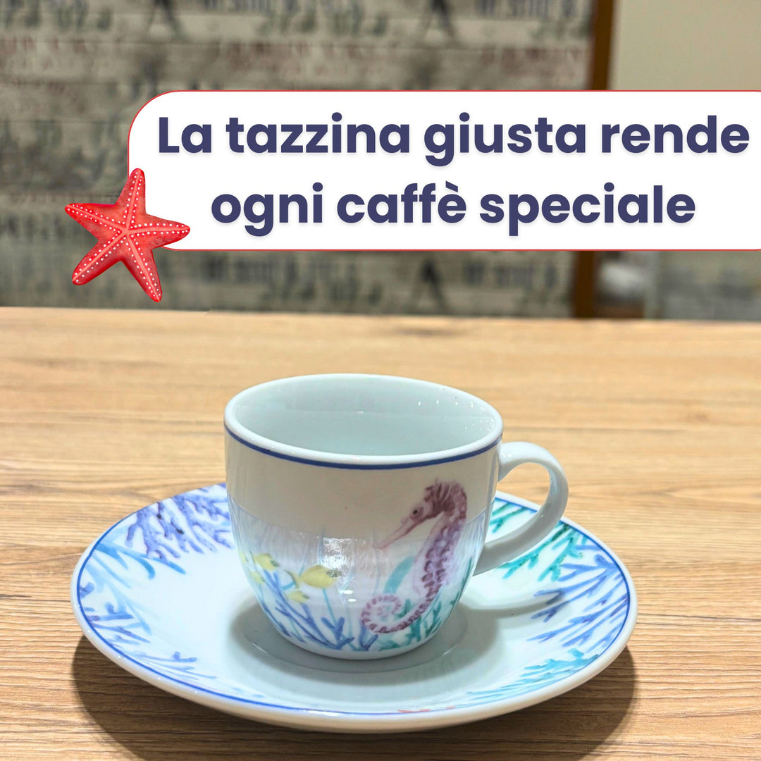 Set 6 Tazzine Caffè con Piattino - Murena | Eleganza in Porcellana