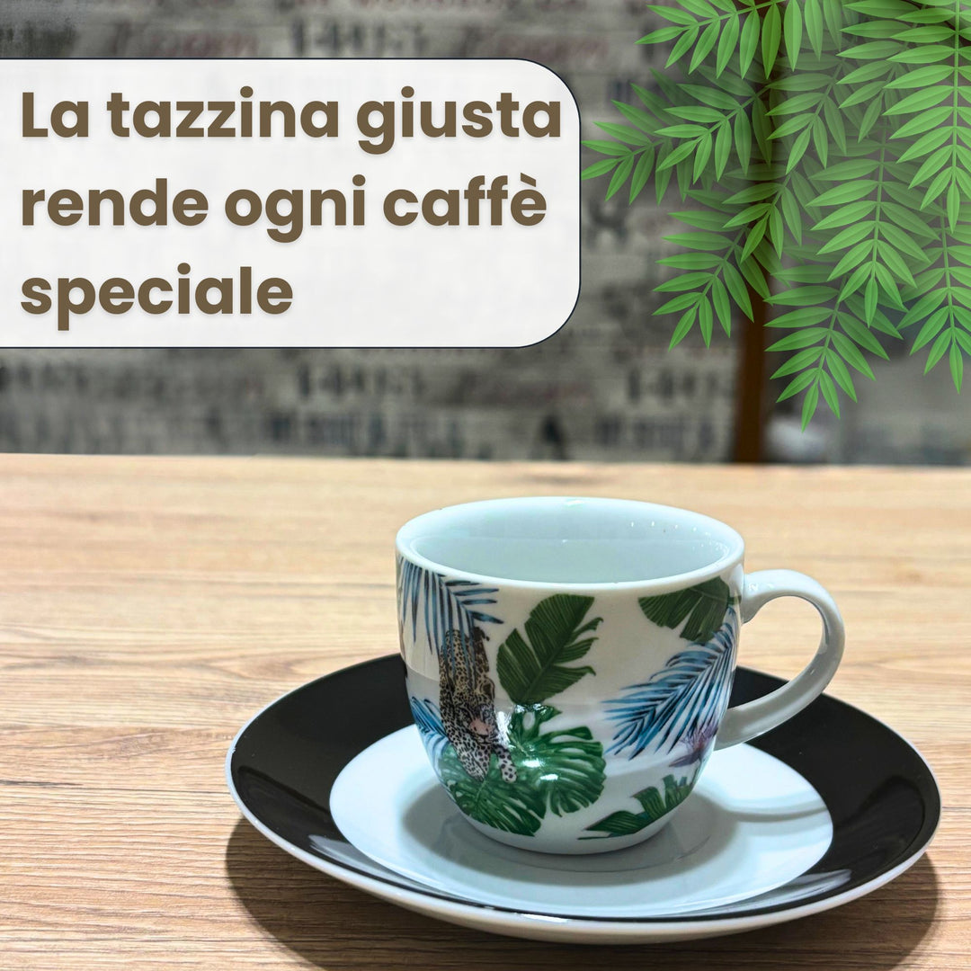 Set 6 Tazzine Caffè con Piattino - Cardamomo | Design Raffinato e Colorato