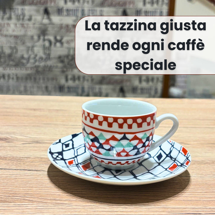 Set 6 Tazzine Caffè con Piattino - Goji | Design Vivace e Colorato