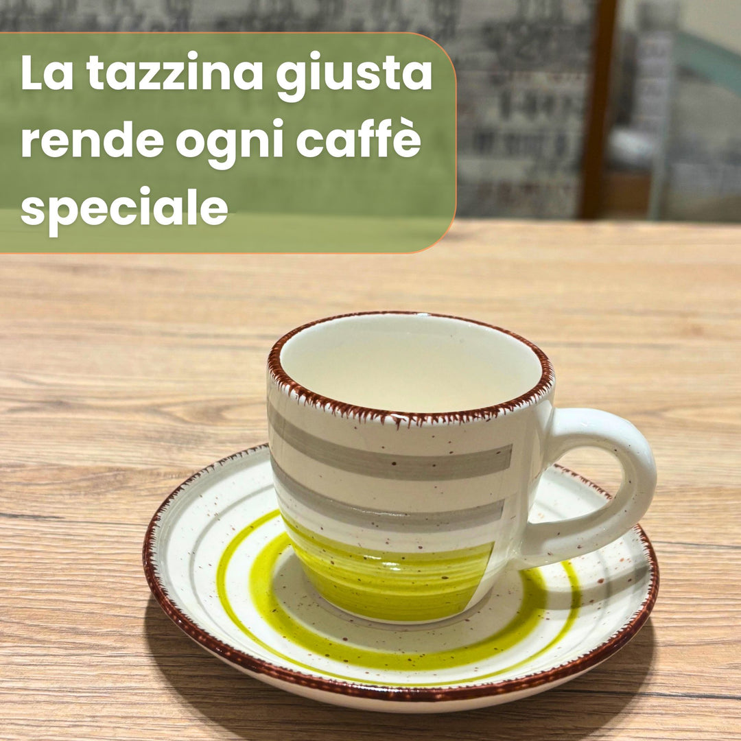 Set 6 Tazzine da Caffè in Porcellana con Piattino - Mirra | Design Elegante e Colorato