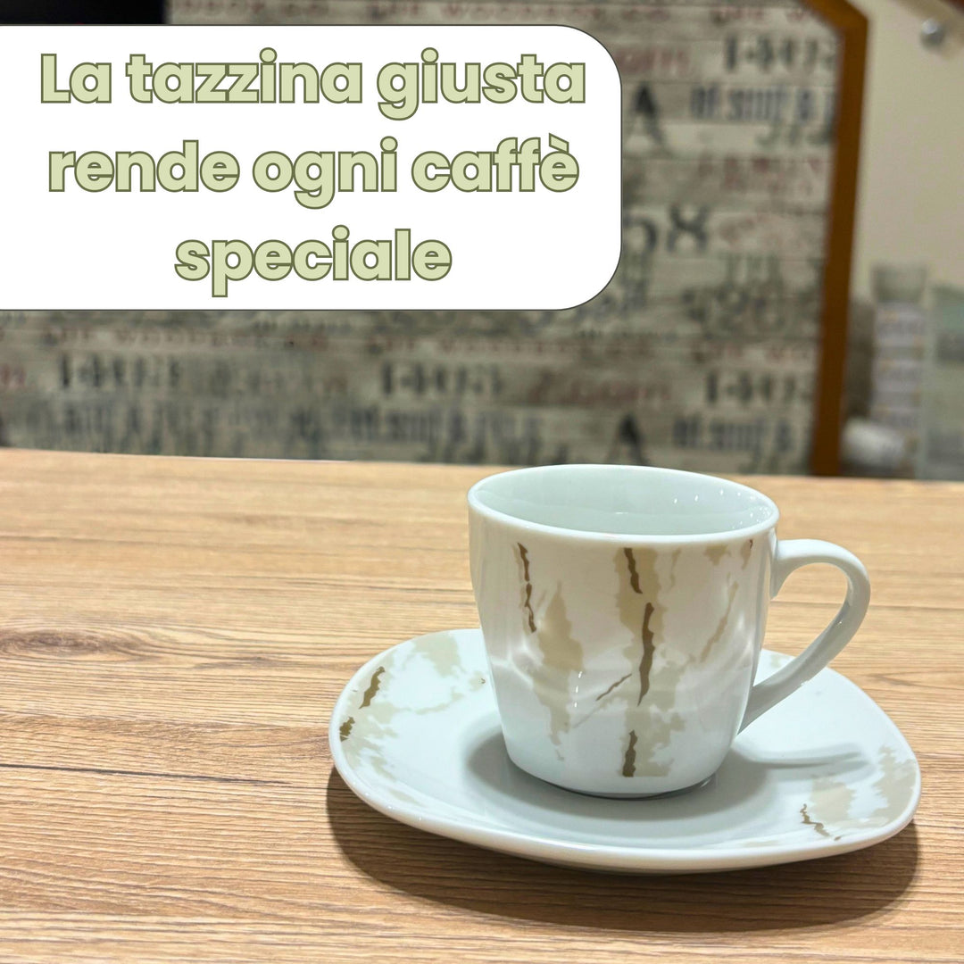 Set 6 Tazzine Caffè con Piattino - Hummus | Eleganza in Porcellana