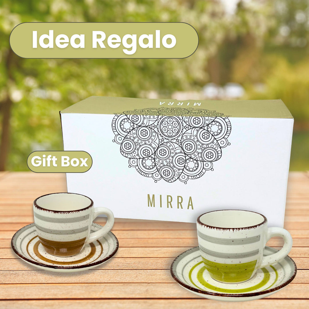 Set 6 Tazzine da Caffè in Porcellana con Piattino - Mirra | Design Elegante e Colorato