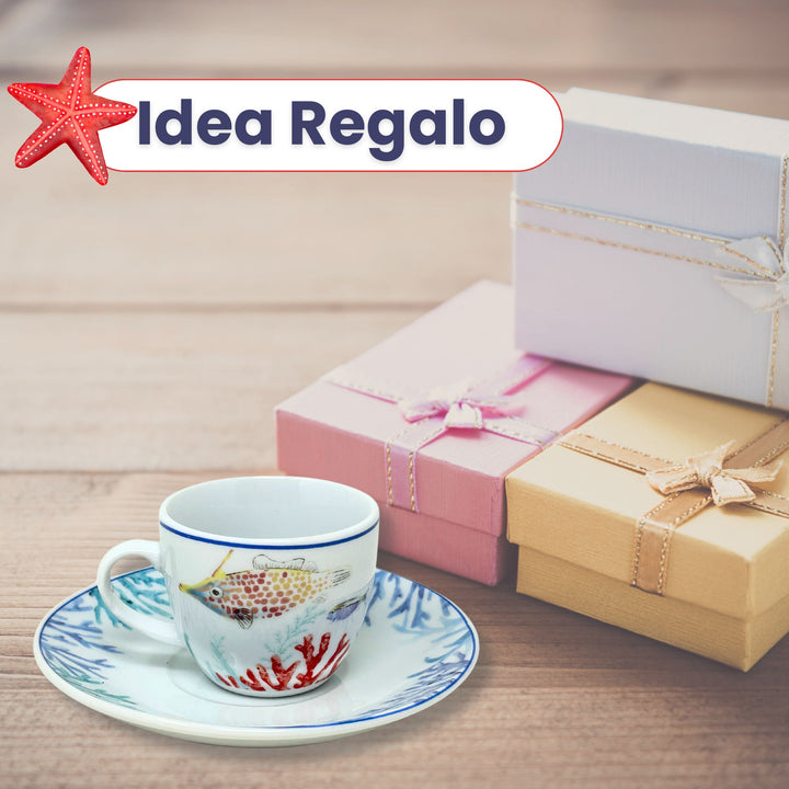 Set 6 Tazzine Caffè con Piattino - Murena | Eleganza in Porcellana