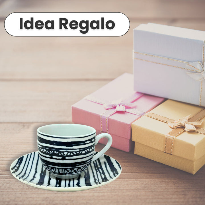 Set 6 Tazzine Caffè con Piattino - Acai | Eleganza in Porcellana