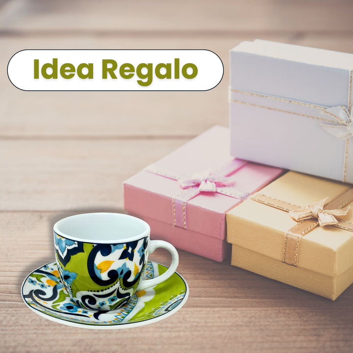 Set 6 Tazzine Caffè con Piattino - Mangostano | Design Vivace e Colorato