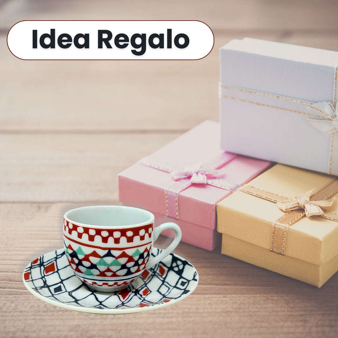 Set 6 Tazzine Caffè con Piattino - Goji | Design Vivace e Colorato